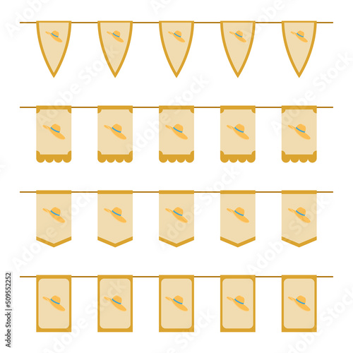 Set of colored Flags with Women Hat