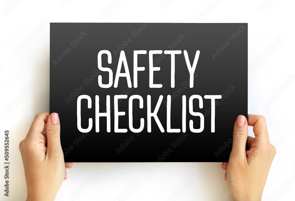 Safety Checklist text on card, concept background Safety Checklist text on card, concept background