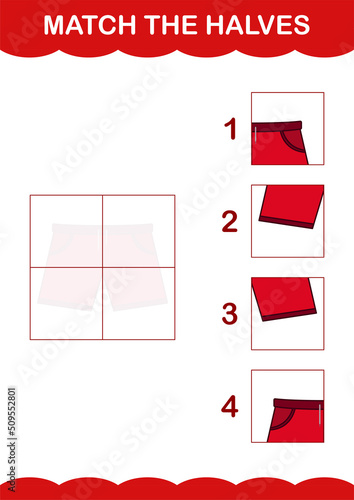 Match halves of Shorts. Worksheet for kids