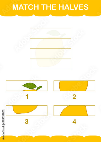 Match halves of Lemon. Worksheet for kids