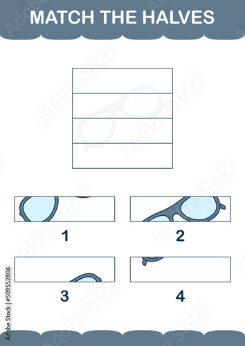 Match halves of Glasses. Worksheet for kids