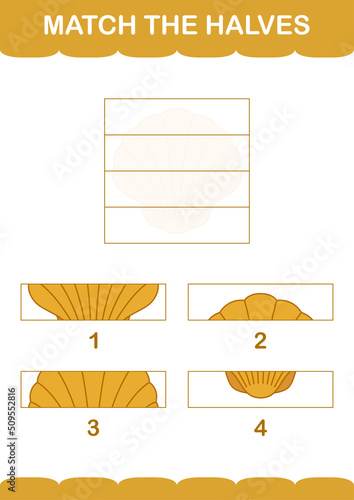 Match halves of Seashell. Worksheet for kids