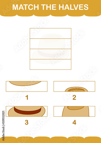 Match halves of Fedora Hat. Worksheet for kids