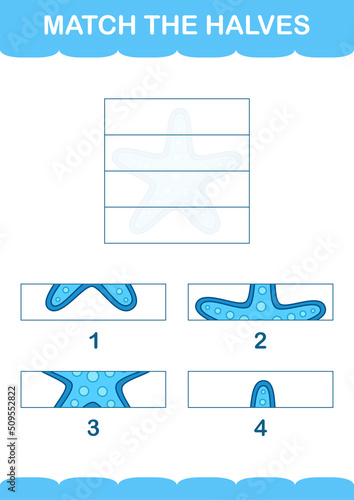 Match halves of Starfish. Worksheet for kids