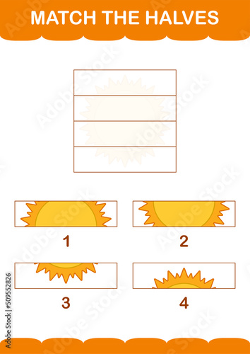 Match halves of Sun. Worksheet for kids