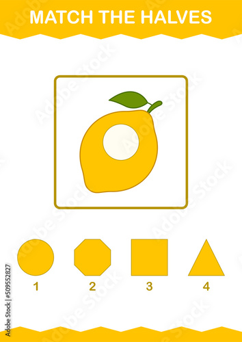 Match halves of Lemon. Worksheet for kids