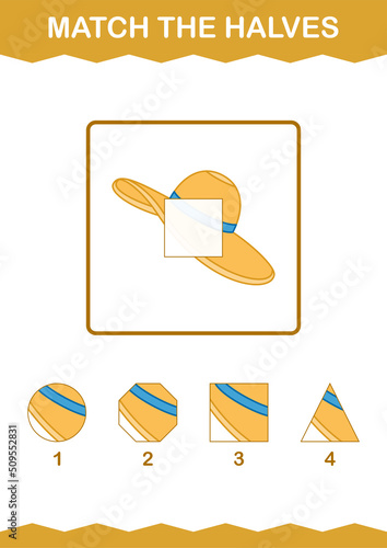 Match halves of Women Hat. Worksheet for kids