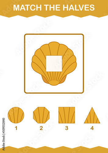 Match halves of Seashell. Worksheet for kids
