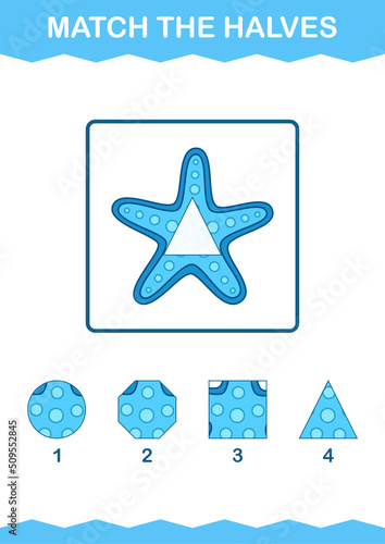 Match halves of Starfish. Worksheet for kids