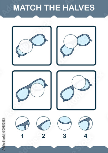 Match halves of Glasses. Worksheet for kids