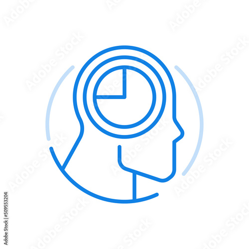 Human biological clock vector line icon. Time to sleep and wake up with normalization of circadian rhythms.