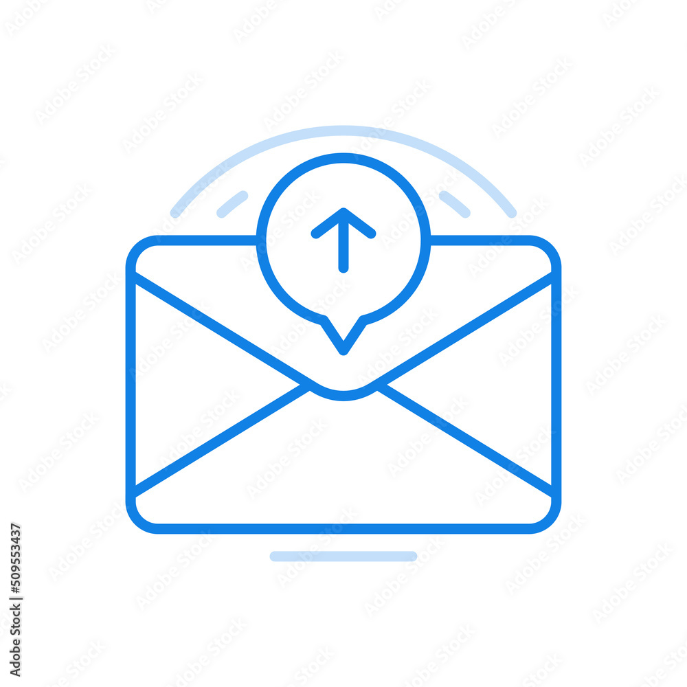 Sending letter by email vector line icon. Closed envelope with arrow in circle. Sending letter by email vector line icon. Closed envelope with arrow in circle.