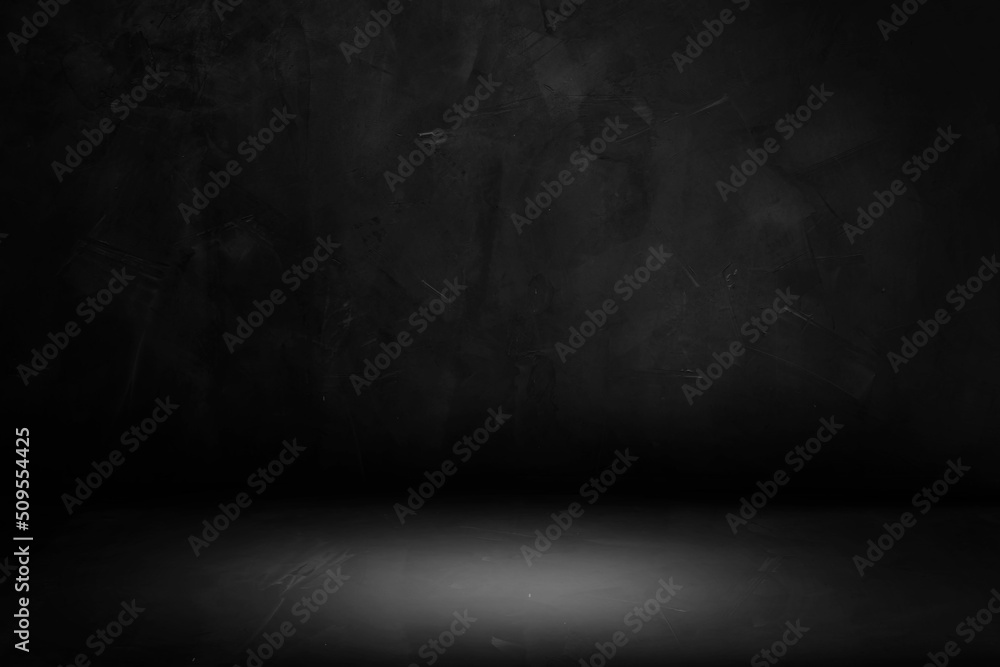 Black, dark and gray abstract cement wall and studio room gradient ...