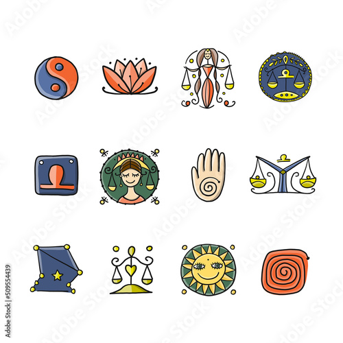 Libra zodiac icons for your design. Element of Air. Horoscope