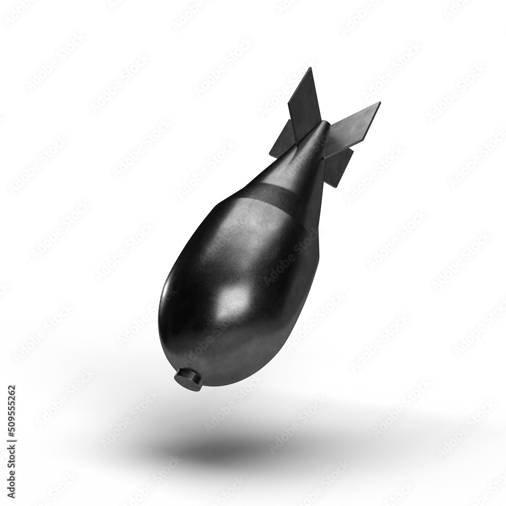 Big atomic nuclear bomb on white vackground. 3D illustration. Big atomic nuclear bomb on white vackground. 3D illustration.