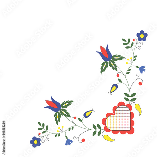 Traditional Polish ornament. Kashubian embroidery. Floral folk vector illustration. photo