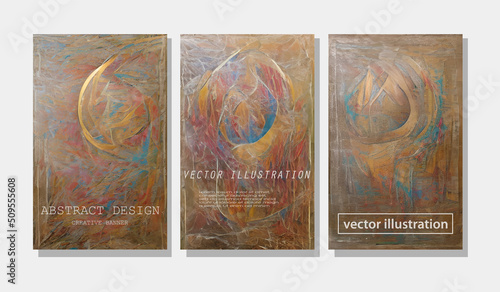 Beautiful illustration minimalist marble abstract painting. Vertical banner.
