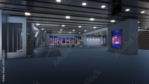 3D Virtual TV Studio News  Backdrop For TV Shows .TV On Wall.3D Virtual News Studio Background  Loop 