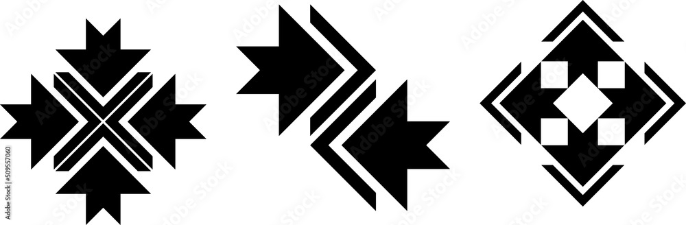 Set of three arrows in multiple directions black and white vector designs Set of three arrows in multiple directions black and white vector designs