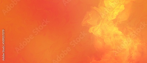 アルコールインクアート・抽象背景テンプレート）炎・火 赤 黄色 オレンジ グラデーション 煙 波 横長