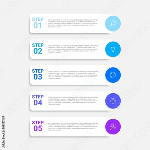 timeline infographic design with icons and 5 options or steps. infographics for business concept