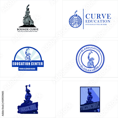 A set of collection education statue logo design vector illustration isolated on white background photo