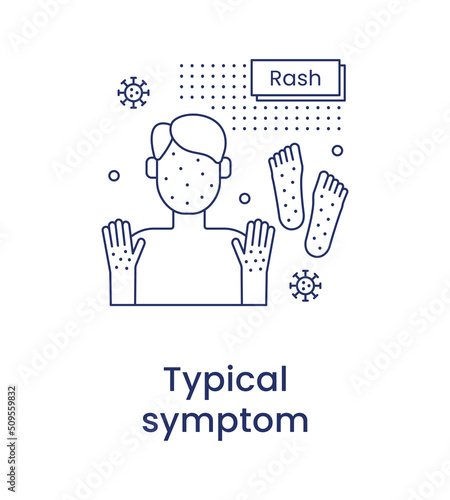 Monkeypox concept. Icon of a typical symptom. Rash. Vector line illustration isolated on a white background.