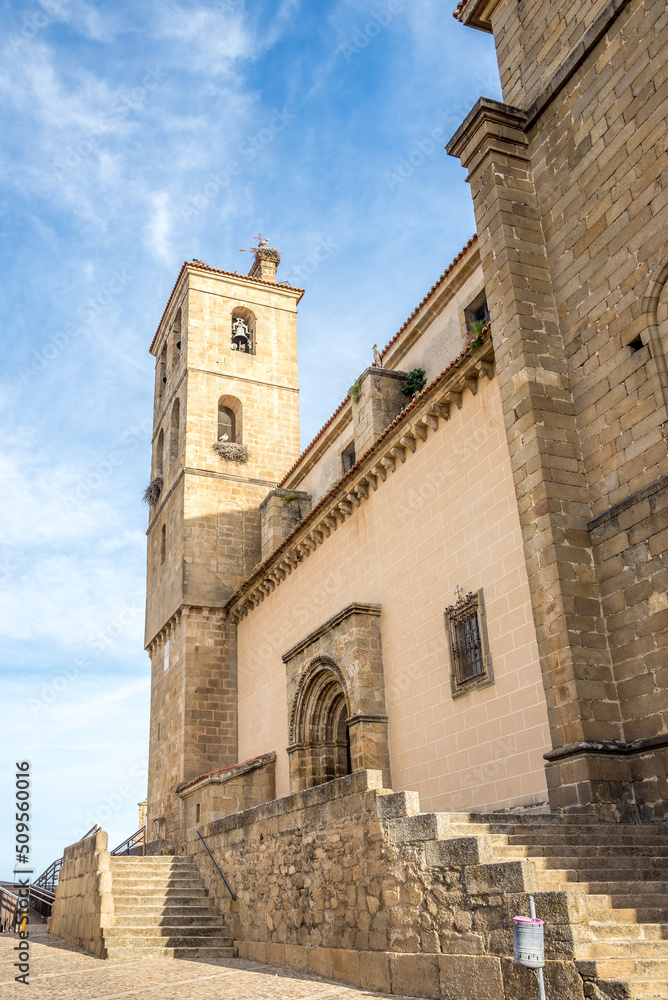 View at the Church of Santa MAria in the streets of Alcantara - Spain