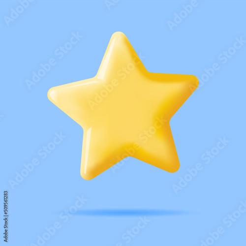 3D Glossy Yellow Star Isolated