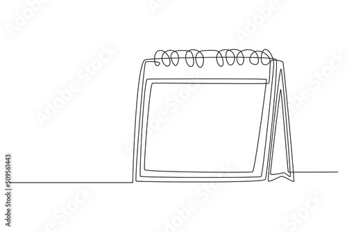 Single one line drawing Standing Calendar icon. Planning and scheduling concept. Continuous line draw design graphic vector illustration.