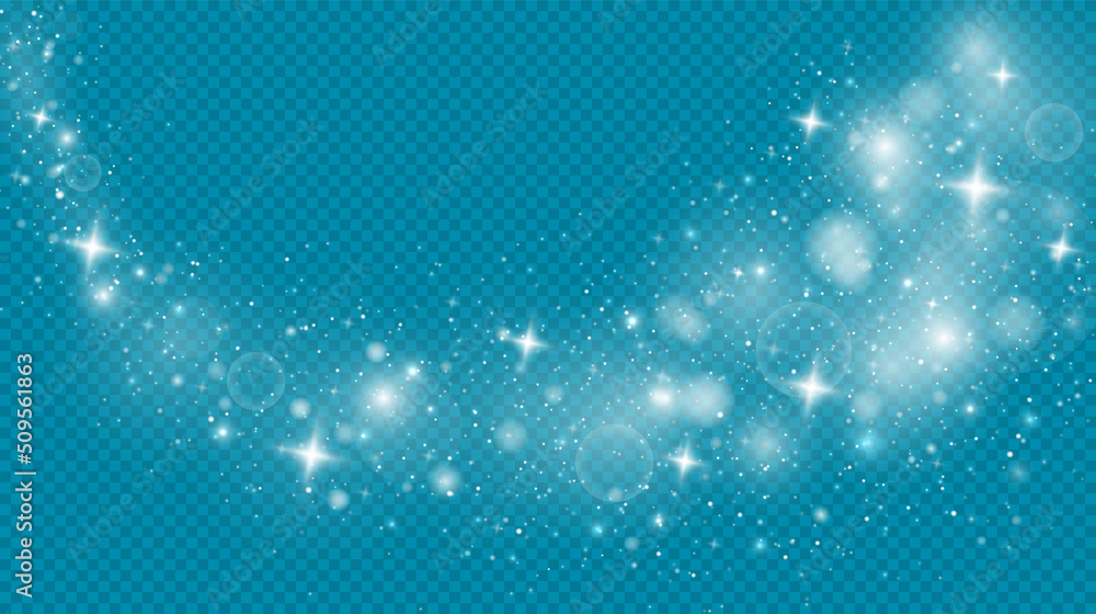 Sparkling magic dust particles. Glow light effect. The dust sparks and ...