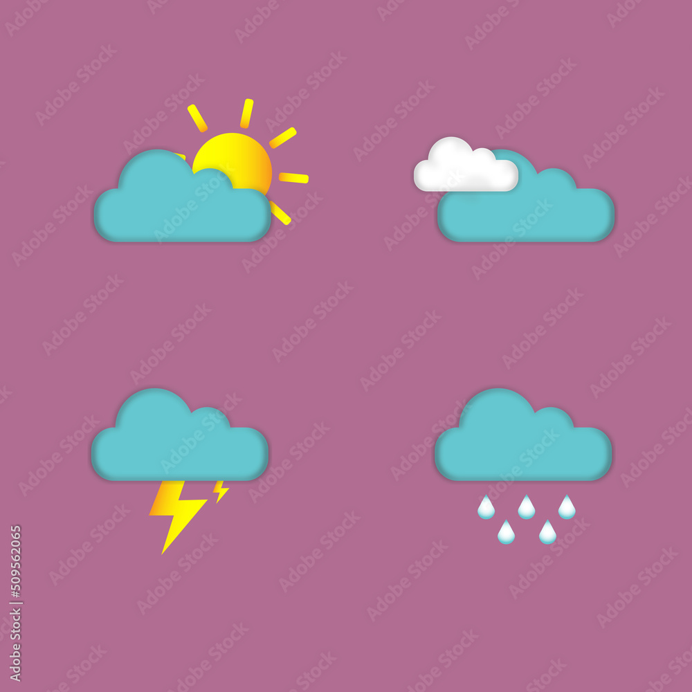 graphs of climatic conditions. Sun, cloudy, rain, lightning on a dark background graphs of climatic conditions. Sun, cloudy, rain, lightning on a dark background