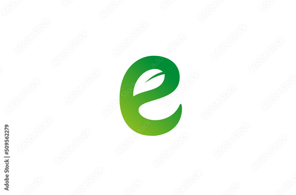 Eco Natural Letter E Green Leaf Logo Vector Symbol Design Illustration Eco Natural Letter E Green Leaf Logo Vector Symbol Design Illustration