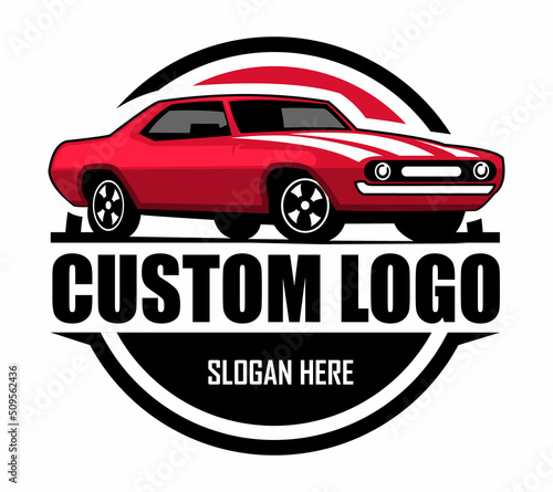 Muscle car logo - vector illustration, emblem design on white background