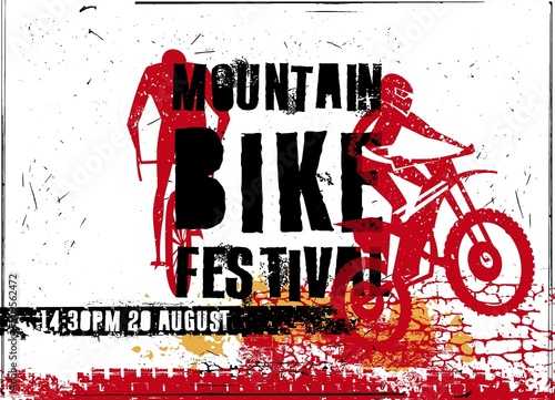Mountain bike festival poster. Landscape vector illustration