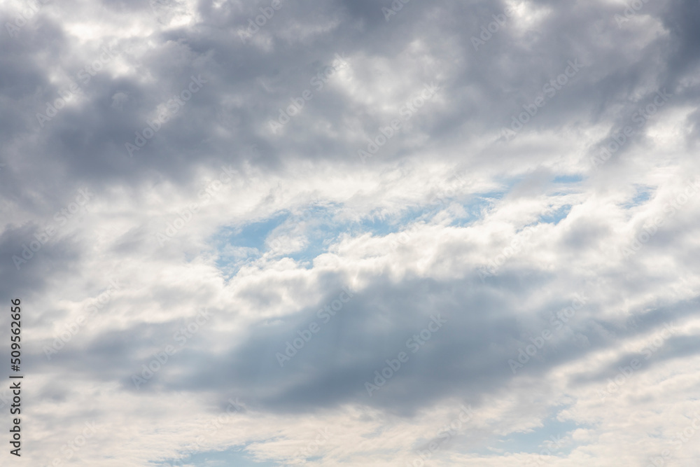 Fluffy clouds in the bright blue sky