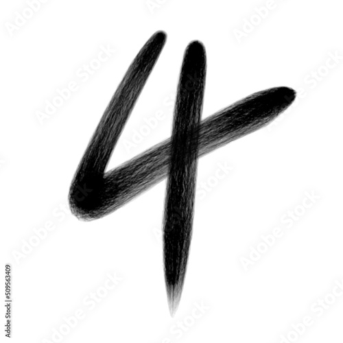 Four, Number four design vector,4th birthday logo icon design, 4 Number names typography design, 3 years anniversary celebration logotype, Black Lettering Numbers brush drawing hand drawn sketch