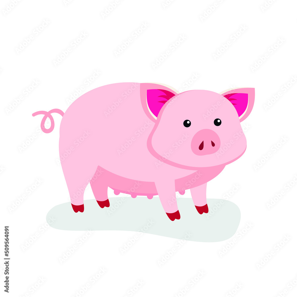Pink pig stands on its paws Pink pig stands on its paws