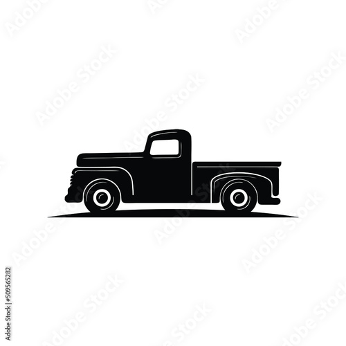 side view vintage old classic truck illustration