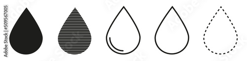 Water drop icons in different shapes. Flat style logo template. eps10