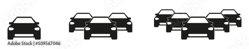 Car icons. Car inventory. Strong traffic jam. Isolated on a white background. Vector illustration eps10