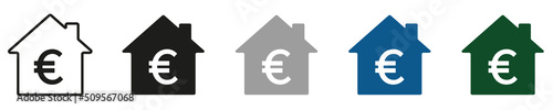 House symbol icons with euro currency sign on white background. Vector illustration eps10