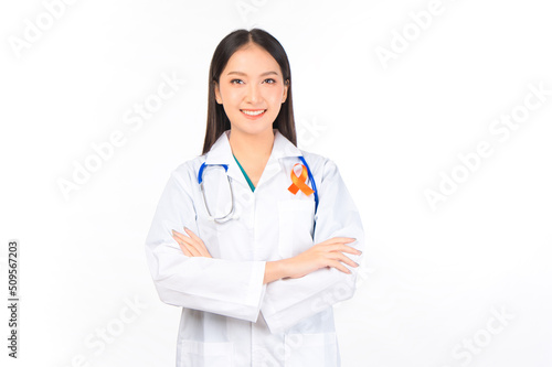 portrait asian female doctor with stethoscope in uniform,