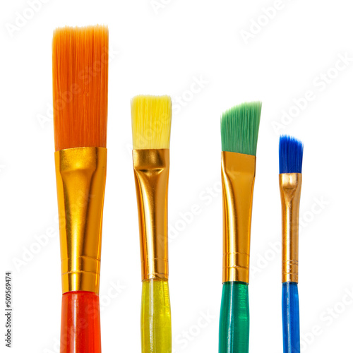 Plastic multicolor brush for paint isolated on the white background