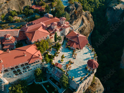 Εκτύπωση καμβά meteora monastery aerial view Thessaly mountains Greece
