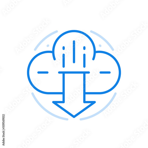 Free Download Download files from cloud service vector line icon. Online storage information for downloading sending data. - GFXLoad