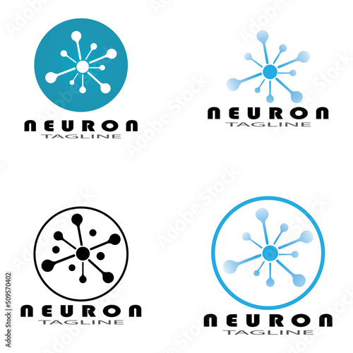 Neuron logo or nerve cell logo design illustration template icon with vector concept