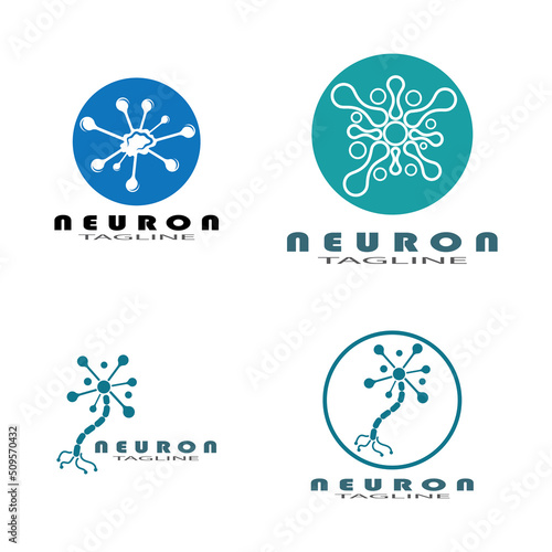 Neuron logo or nerve cell logo design illustration template icon with vector concept