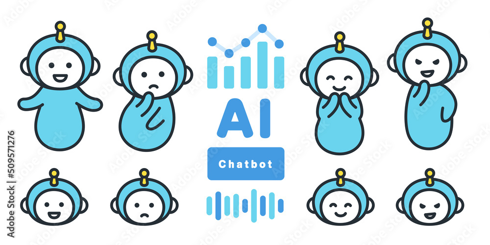 様々な表情のチャットボットaiのイラストセット Stock Vector Adobe Stock