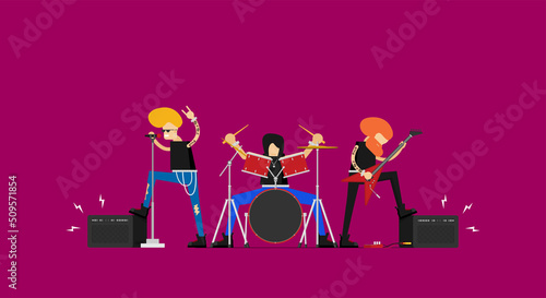 Flat vector brutal cartoon rocker